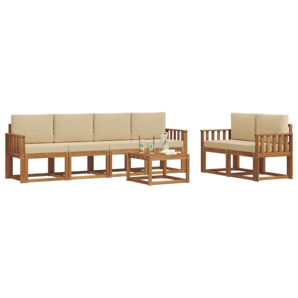 Комплект дивани за открито 7 pcs Натурален и Бежов