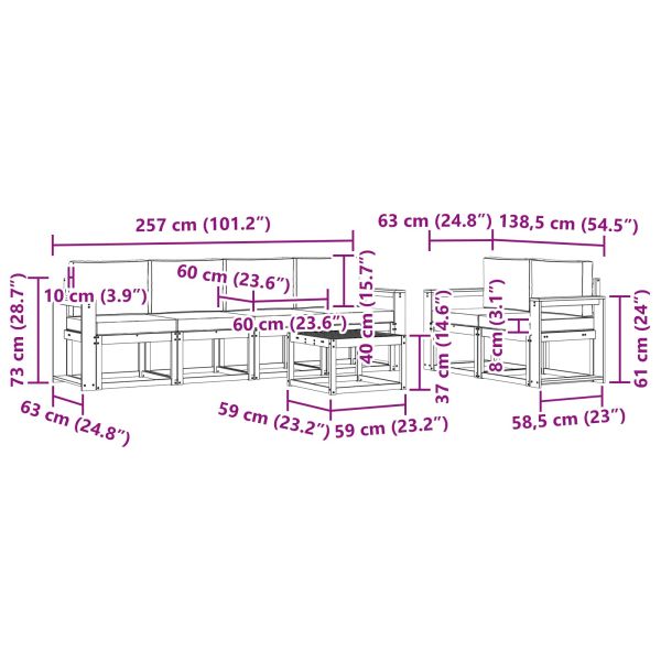 Комплект дивани за открито 7 pcs Натурален и Крема