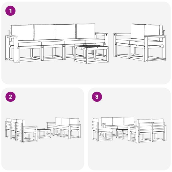 Комплект дивани за открито 7 pcs Натурален и Антрацит