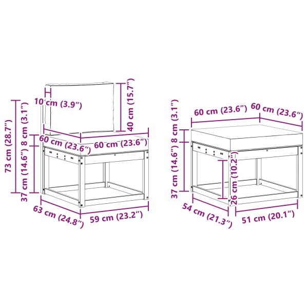Комплект дивани за открито 5 pcs Натурален и Бежов