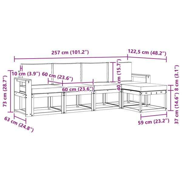 Комплект дивани за открито 5 pcs Натурален и Бежов