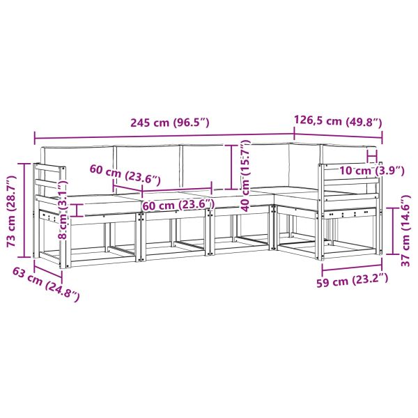 Комплект дивани за открито 5 pcs Натурален и Антрацит