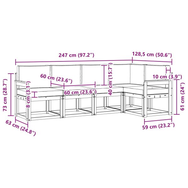 Комплект дивани за открито 5 pcs Натурален и Бежов