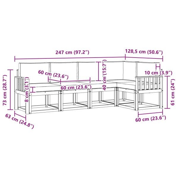 Комплект дивани за открито 5 pcs Натурален и Крема