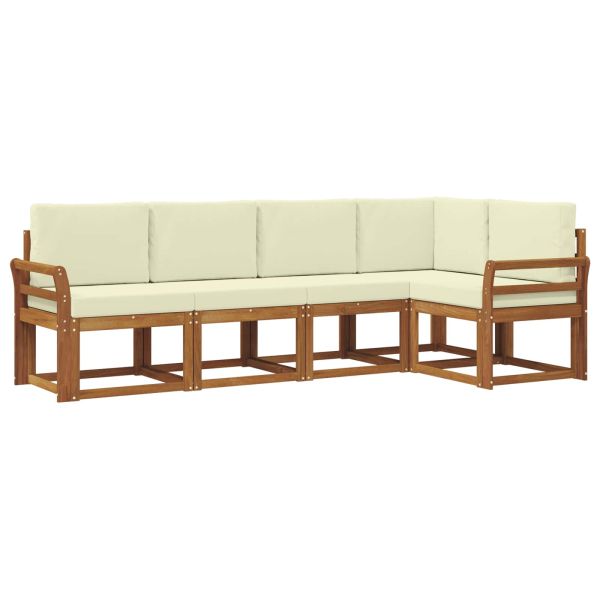 Комплект дивани за открито 5 pcs Натурален и Крема