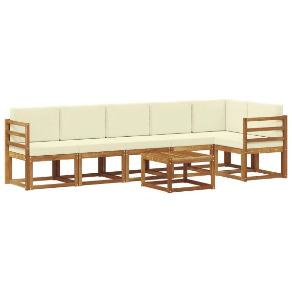 Комплект дивани за открито 7 pcs Натурален и Крема