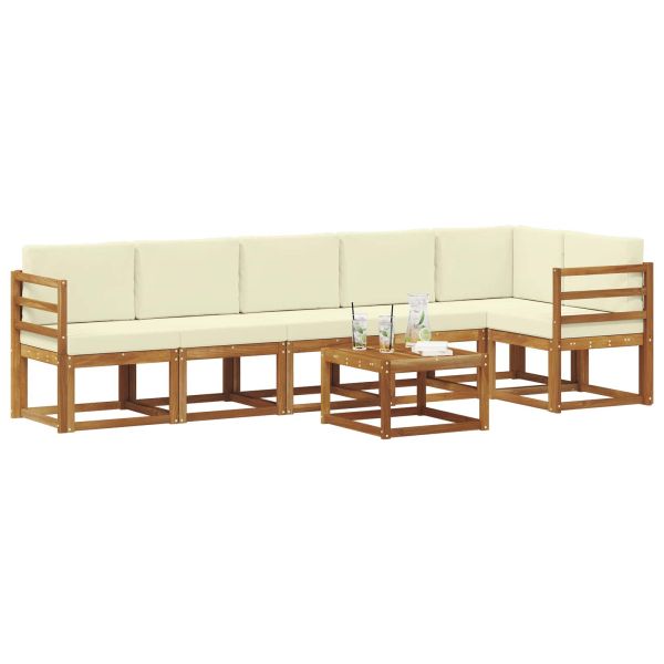 Комплект дивани за открито 7 pcs Натурален и Крема