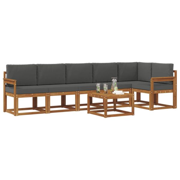 Комплект дивани за открито 7 pcs Натурален и Антрацит