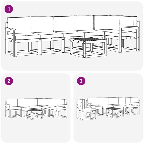 Комплект дивани за открито 7 pcs Натурален и Антрацит