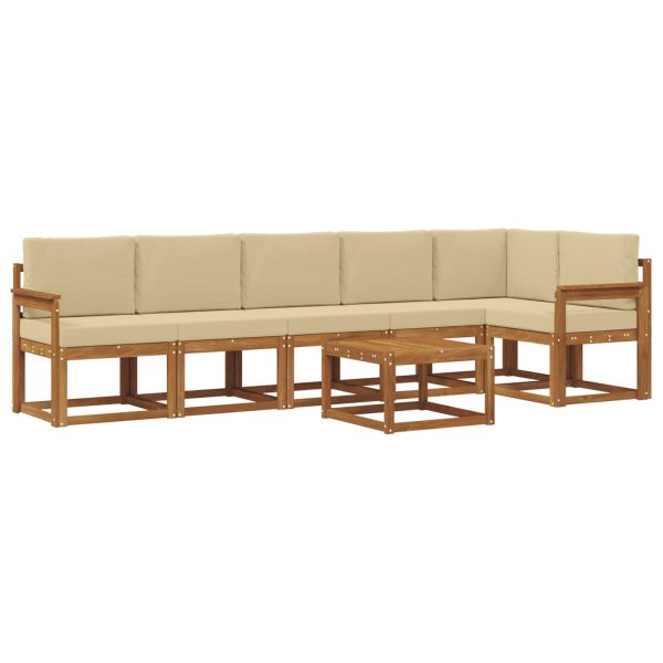 Комплект дивани за открито 7 pcs Натурален и Бежов