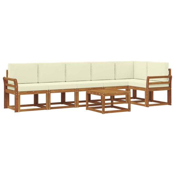 Комплект дивани за открито 7 pcs Натурален и Крема