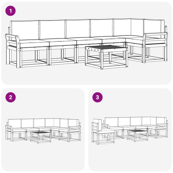 Комплект дивани за открито 7 pcs Натурален и Антрацит