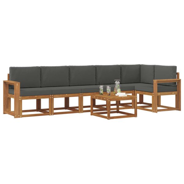 Комплект дивани за открито 7 pcs Натурален и Антрацит