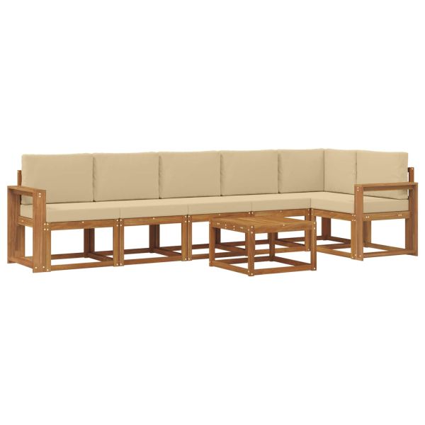 Комплект дивани за открито 7 pcs Натурален и Бежов