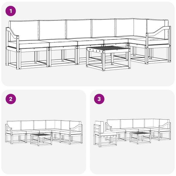 Комплект дивани за открито 7 pcs Натурален и Крема