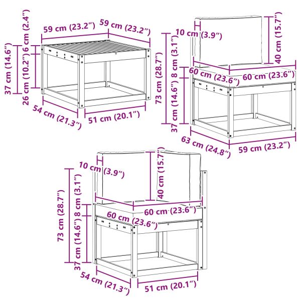 Комплект дивани за открито 7 pcs Натурален и Крема