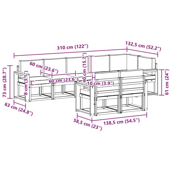 Комплект дивани за открито 8 pcs Натурален и Крема