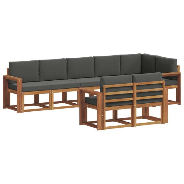 Комплект дивани за открито 8 pcs Натурален и Антрацит