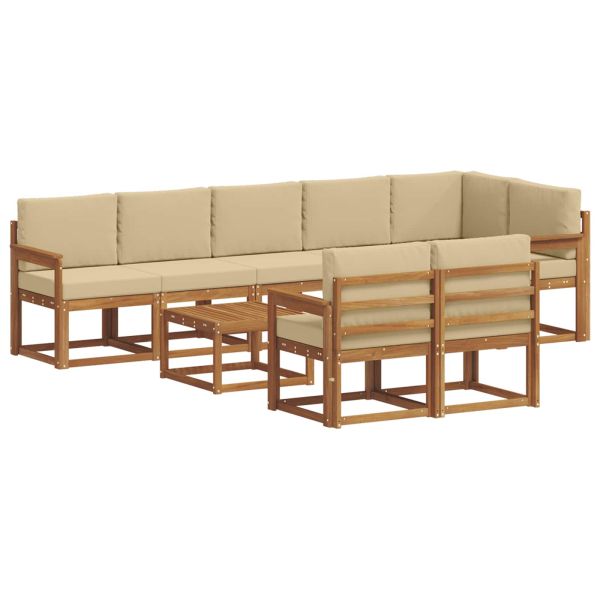 Комплект дивани за открито 9 pcs Натурален и Бежов