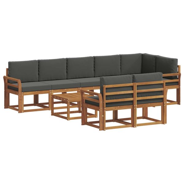 Комплект дивани за открито 9 pcs Натурален и Антрацит