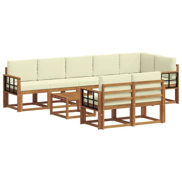 Комплект дивани за открито 9 pcs Натурален и Крема