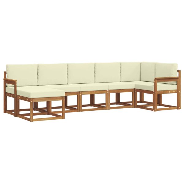Комплект дивани за открито 7 pcs Натурален и Крема