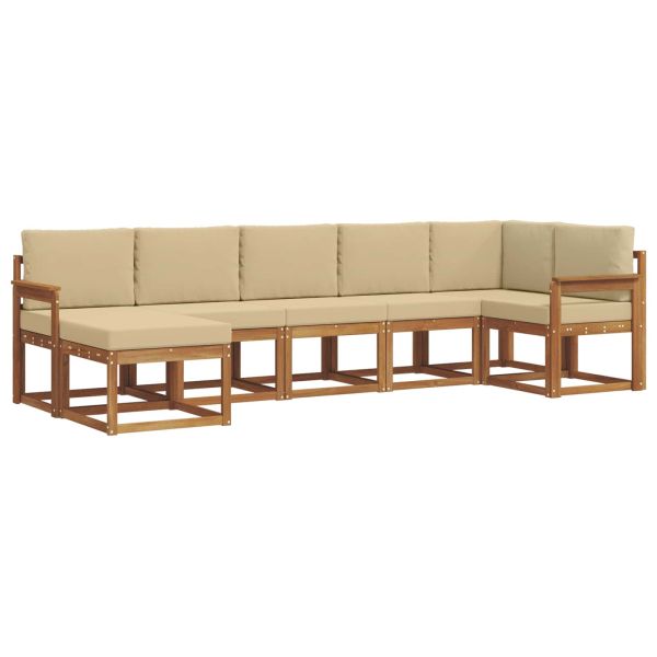 Комплект дивани за открито 7 pcs Натурален и Бежов