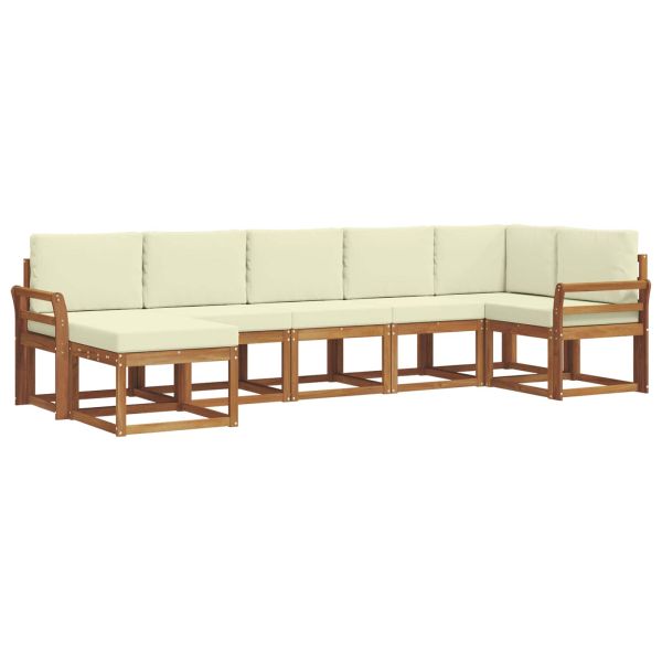 Комплект дивани за открито 7 pcs Натурален и Крема