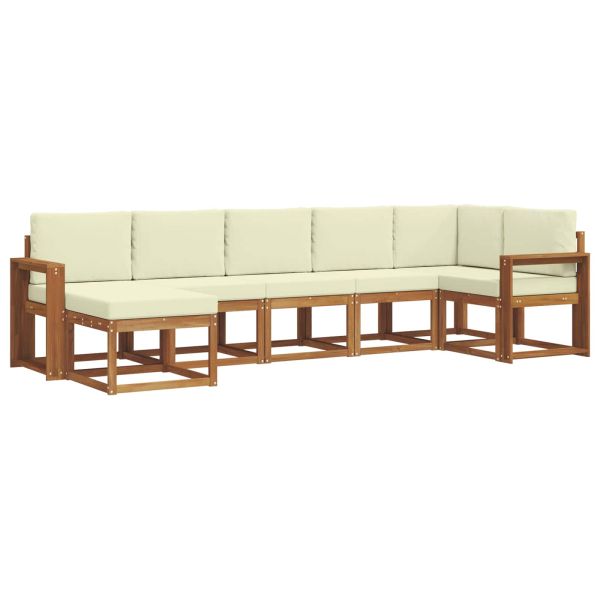 Комплект дивани за открито 7 pcs Натурален и Крема