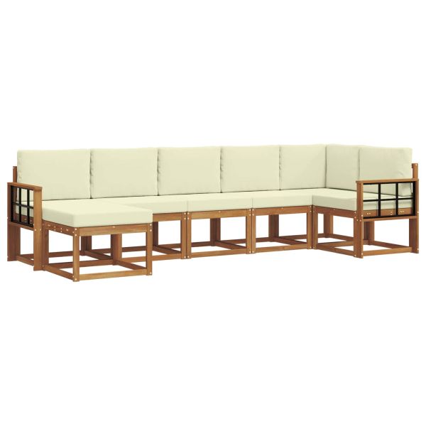 Комплект дивани за открито 7 pcs Натурален и Крема