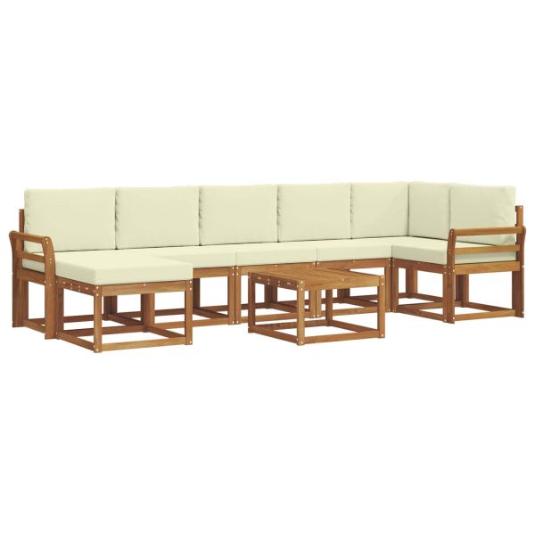 Комплект дивани за открито 8 pcs Натурален и Крема