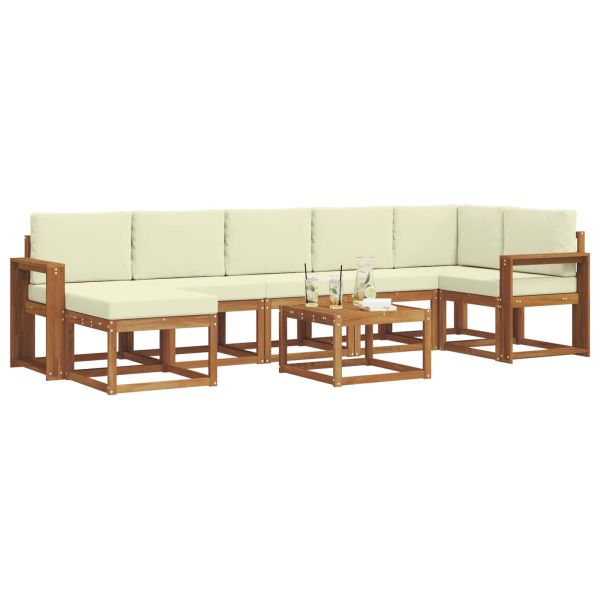 Комплект дивани за открито 8 pcs Натурален и Крема