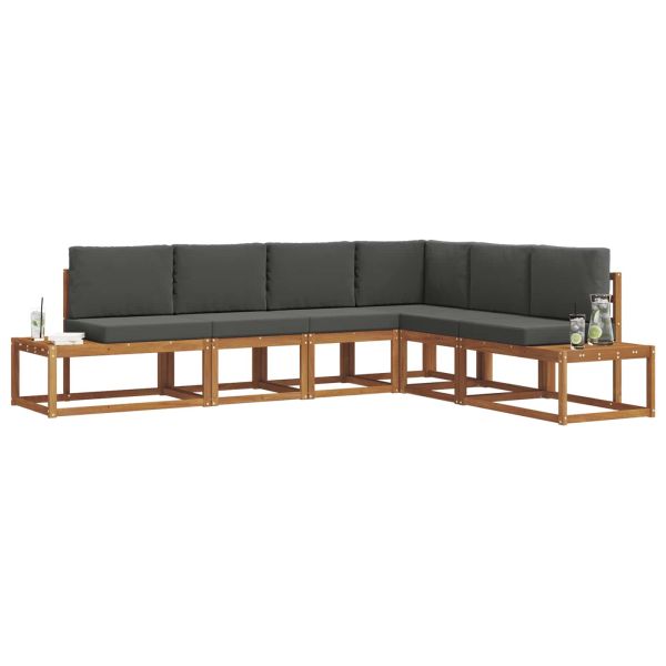 Комплект дивани за открито 6 Брой Натурален и Антрацит