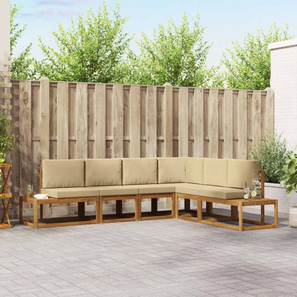 Комплект дивани за открито 6 Брой Натурален и Бежов