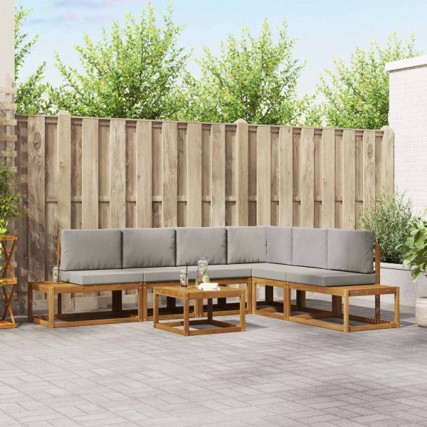 Комплект дивани за открито 7 Брой Естествено и светло сиво