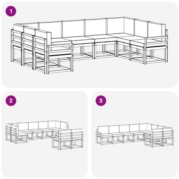 Комплект дивани за открито 9 pcs Натурален и Антрацит
