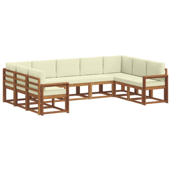 Комплект дивани за открито 9 pcs Натурален и Крема