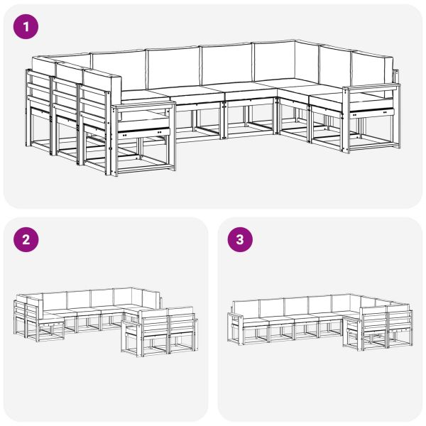 Комплект дивани за открито 9 pcs Натурален и Крема