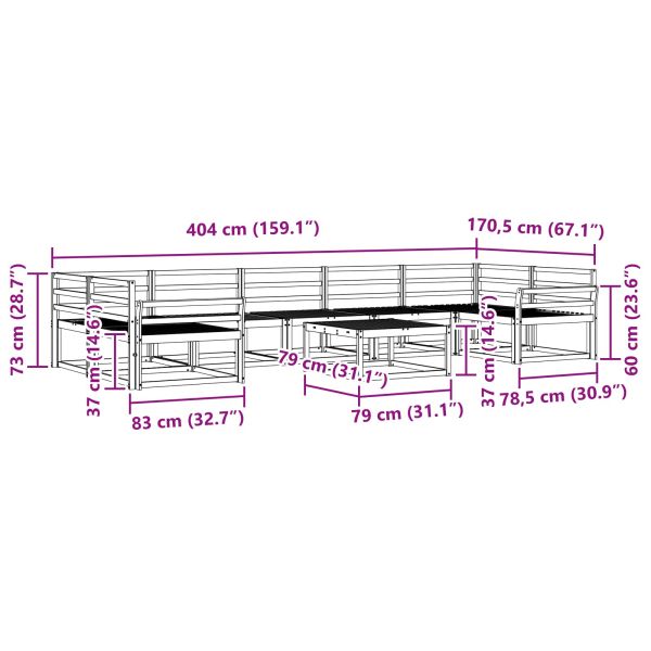 Комплект дивани за открито 8 pcs Естествен