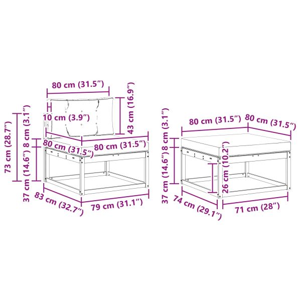 Комплект дивани за открито 4 pcs Натурален и Крема