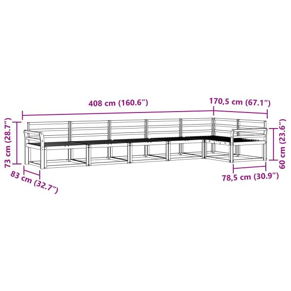Комплект дивани за открито 6 pcs Натурално