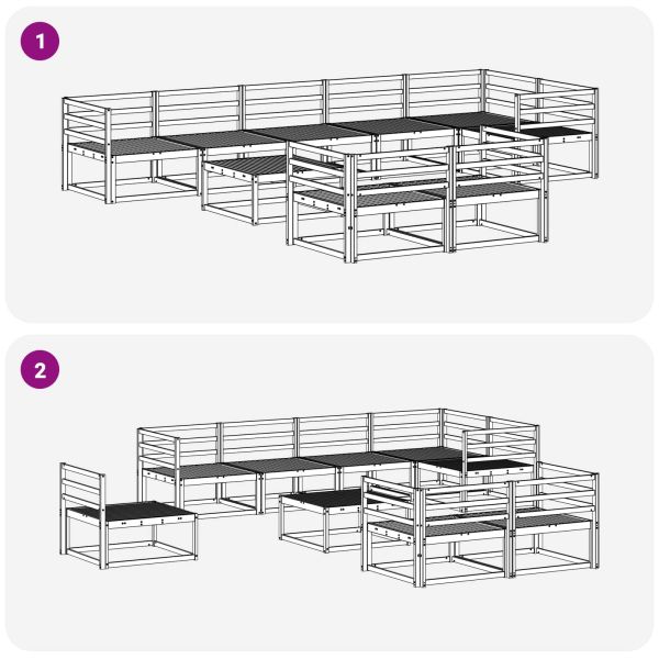 Комплект дивани за открито 9 pcs Натурално