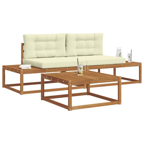 Комплект дивани за открито 3 Брой Натурален и Крема