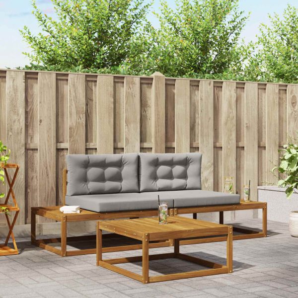 Комплект дивани за открито Естествено и светло сиво