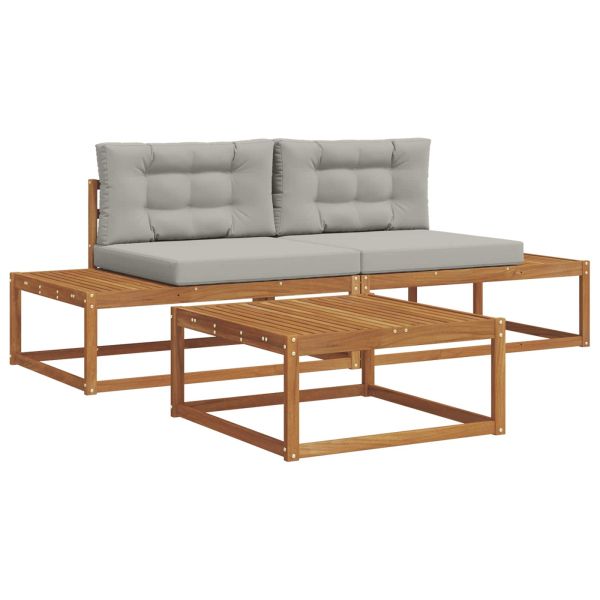 Комплект дивани за открито Естествено и светло сиво