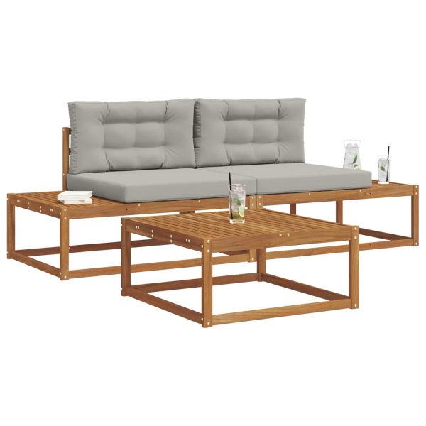 Комплект дивани за открито Естествено и светло сиво