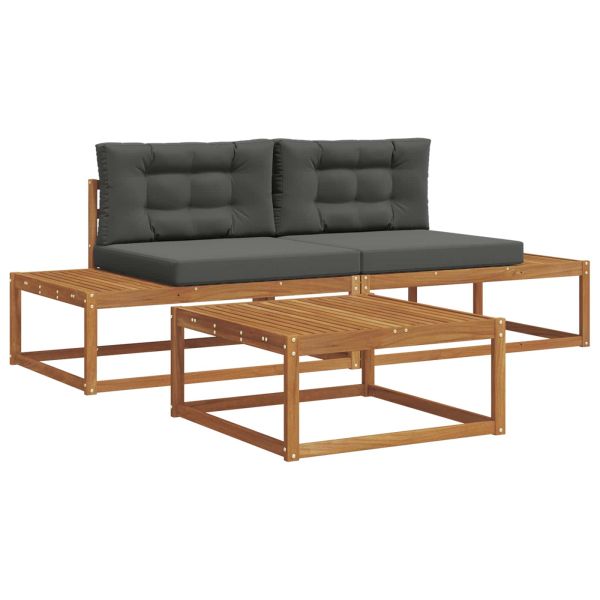 Комплект дивани за открито 3 Брой Натурален и Антрацит