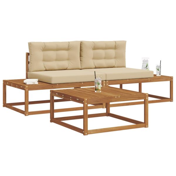 Комплект дивани за открито 3 Брой Натурален и Бежов