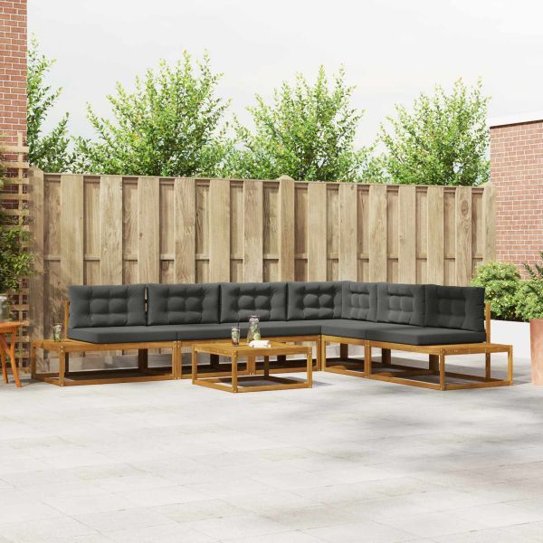 Комплект дивани за открито 7 Брой Натурален и Антрацит