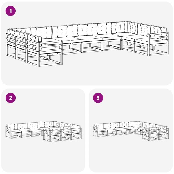 Комплект дивани за открито 10 pcs Натурален и Крема